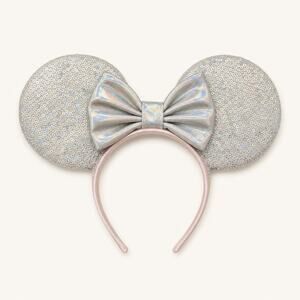 Disney100 Silver Sequin Minnie Mouse Ears Holographic Bow
